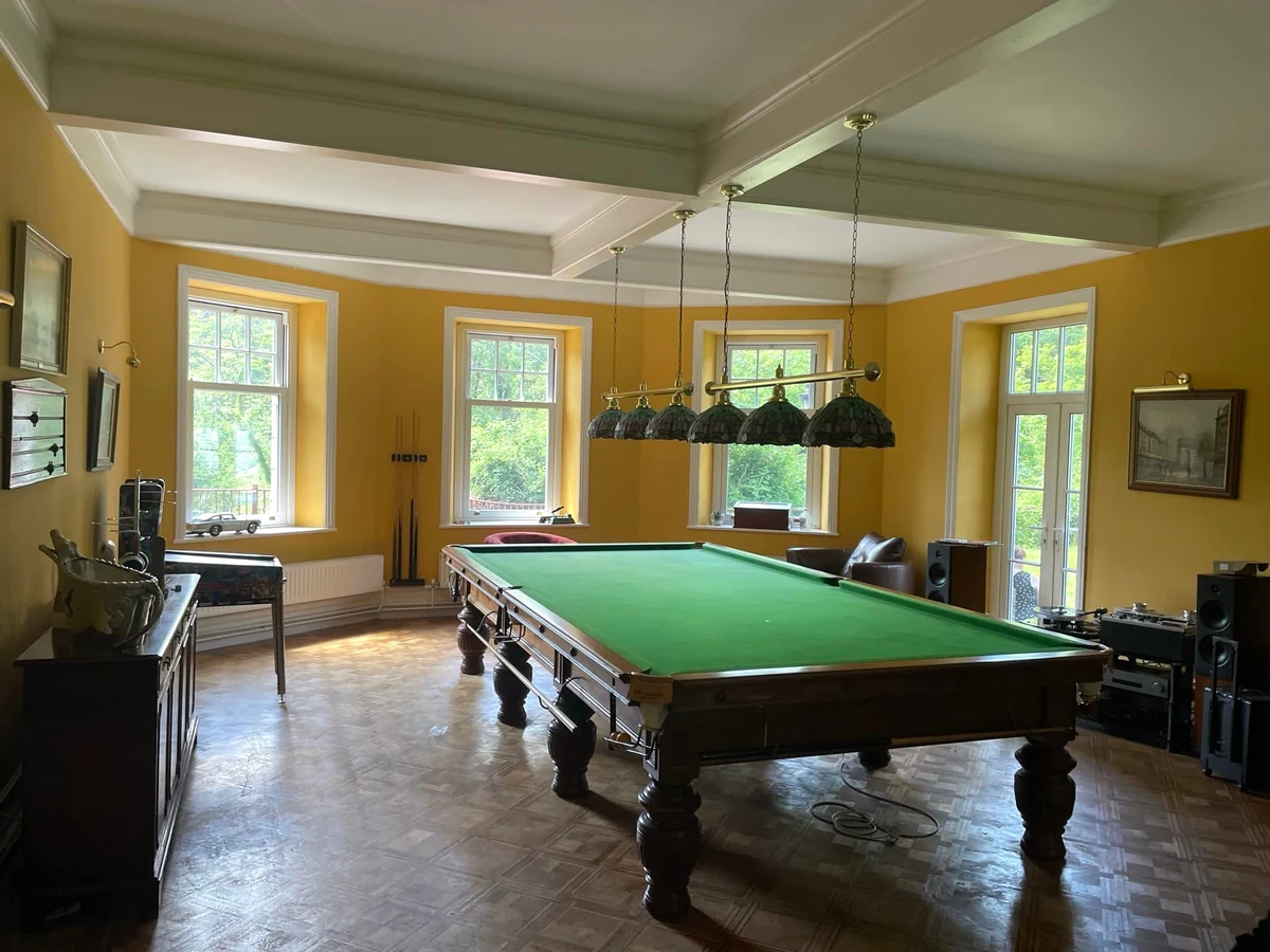 commercial interior pool room yellow painted walls swansea daffodil decor 1