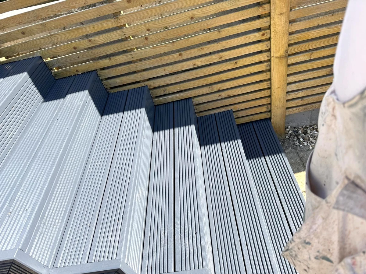deck installation gray composite decking steps swansea daffodil decor 1