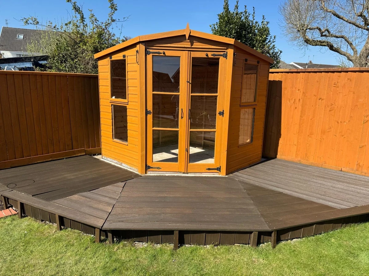 exterior painting stained shed and deck swansea daffodil decor 3