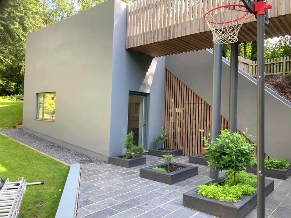 fireplace-tiled-swansea-marble-daffodil-tiling exterior painting white painted house side elevation swansea daffodil decor 1