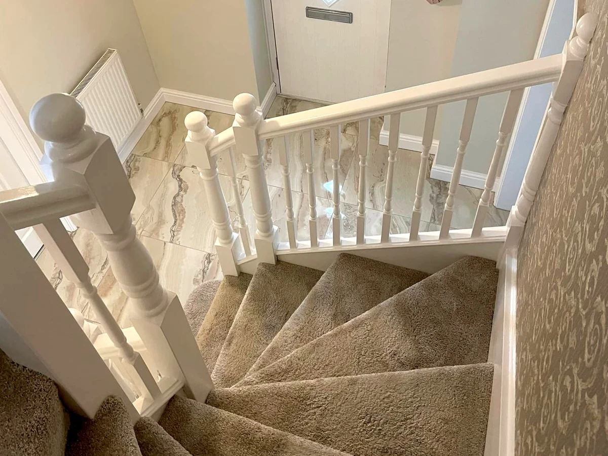 hallway painting wallpapered staircase painted banister swansea daffodil decor 4